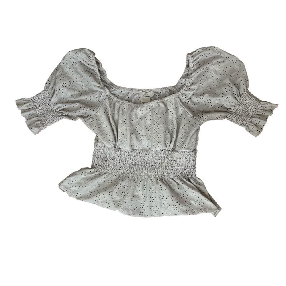 Urban Romantics Size Small Shirt Top Light Tan Cream Elastic Sleeve and Waist